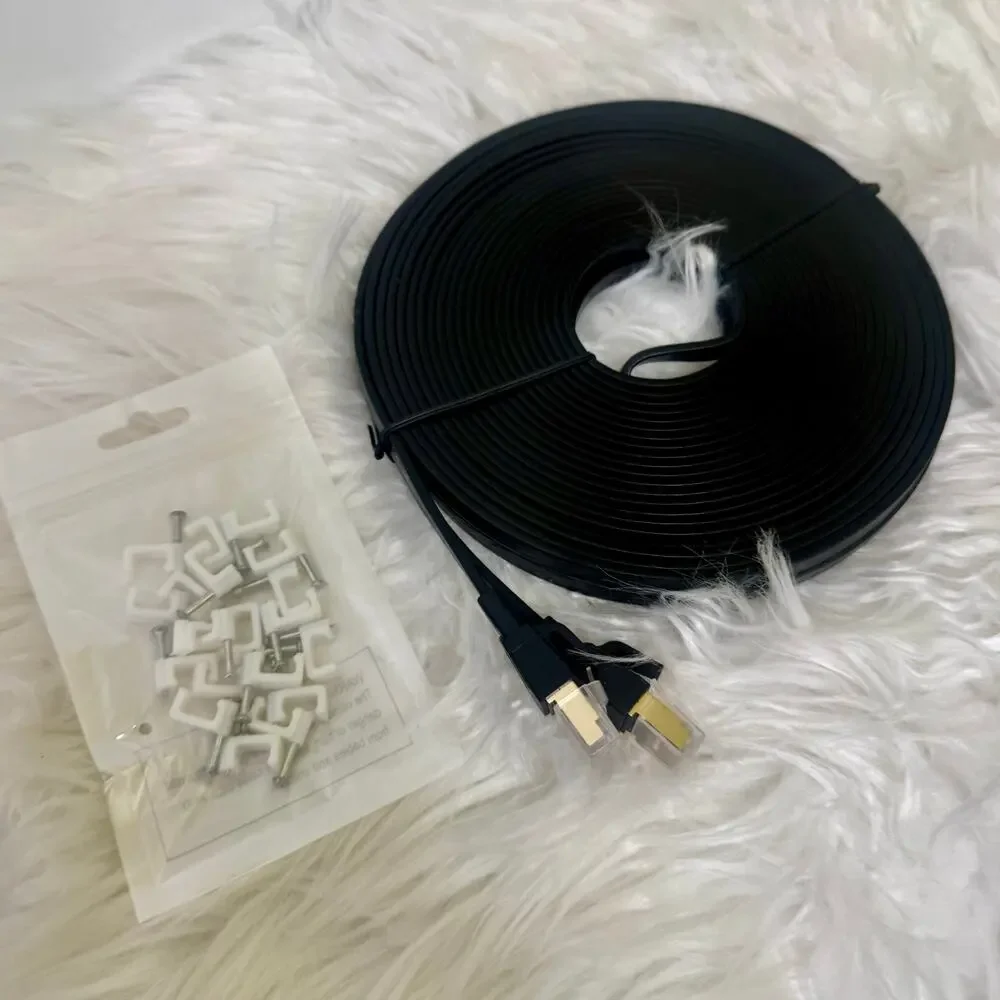Cat 8 Ethernet Cable 50 ft High Speed Flat NEW BLACK Internet Gaming PC Router